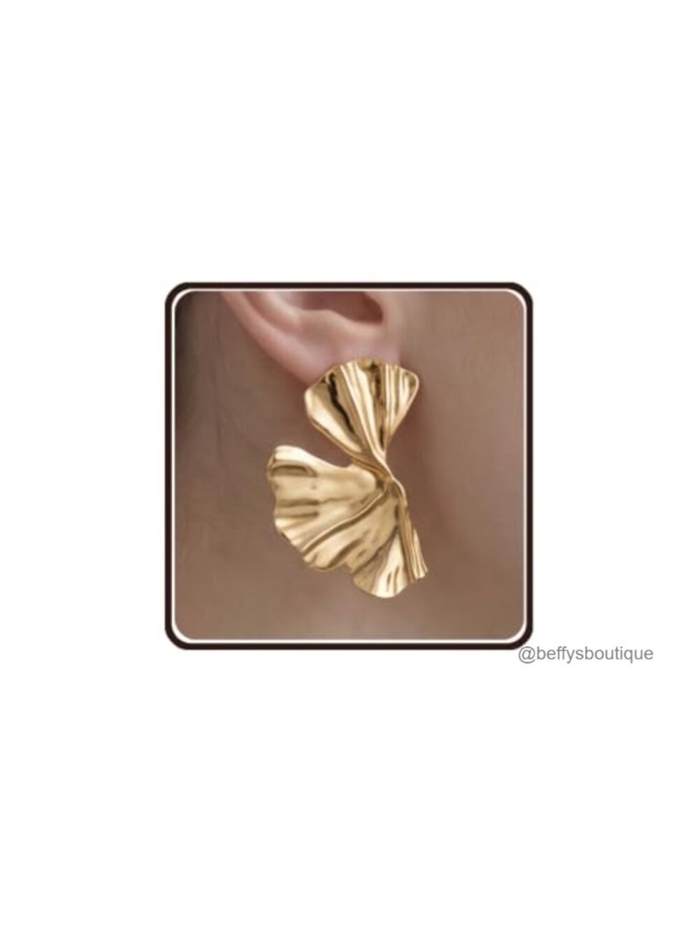 Gold Tone Leaf Drop Dangle Earrings Stainless Steel Statement